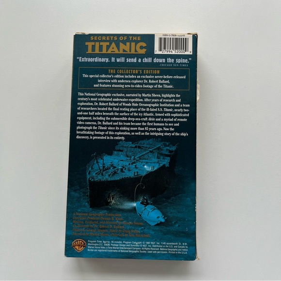 National Geographic Collector’s Edition Secrets of the Titanic VHS tape - Picture 2 of 3